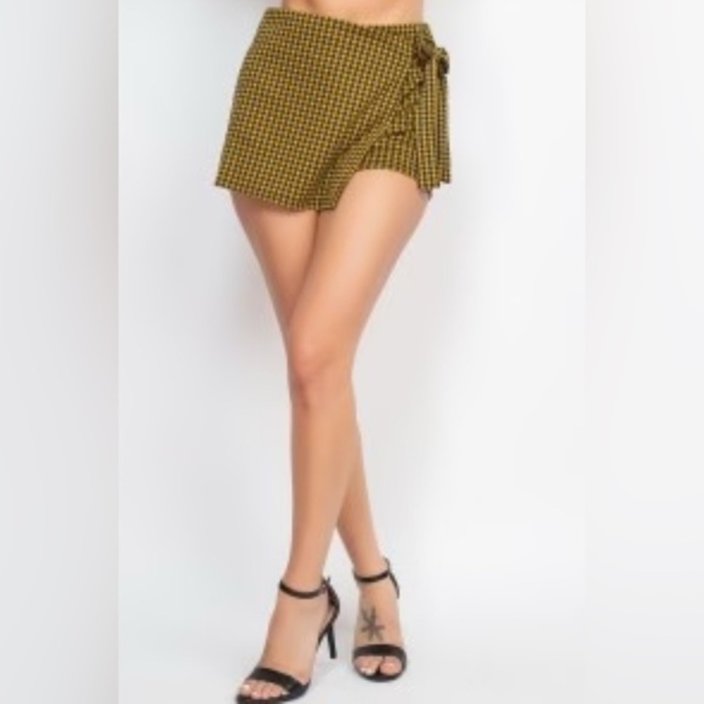 Haute Monde Yellow  Black Houndstooth Y2K Style Skort Sz Large